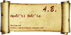Apáti Béla névjegykártya