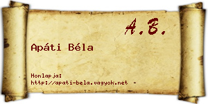 Apáti Béla névjegykártya
