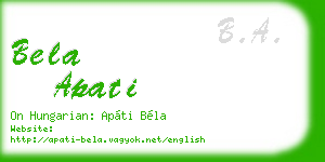 bela apati business card